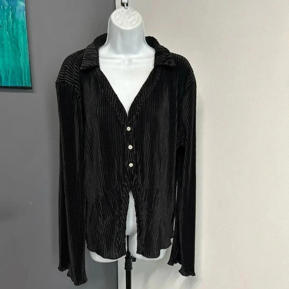 Zeagoo Women’s XL Accordion Pleat Sheer Blouse Whimsigoth Witchy Gothcore￼‎ - Picture 2 of 14